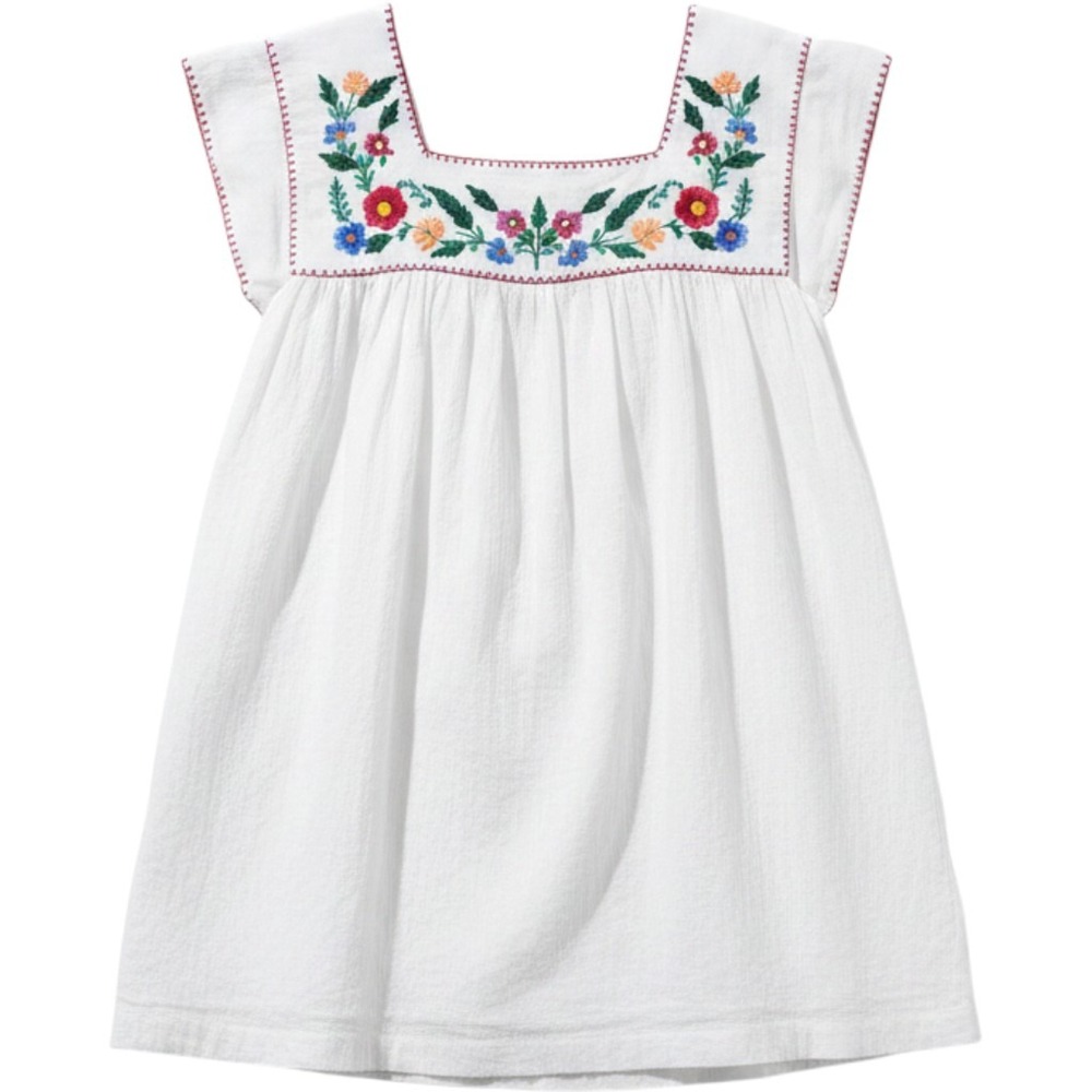 Vintage Evita Jr Sports Wear Cream Gauze Cotton Embroidered Floral Top Small